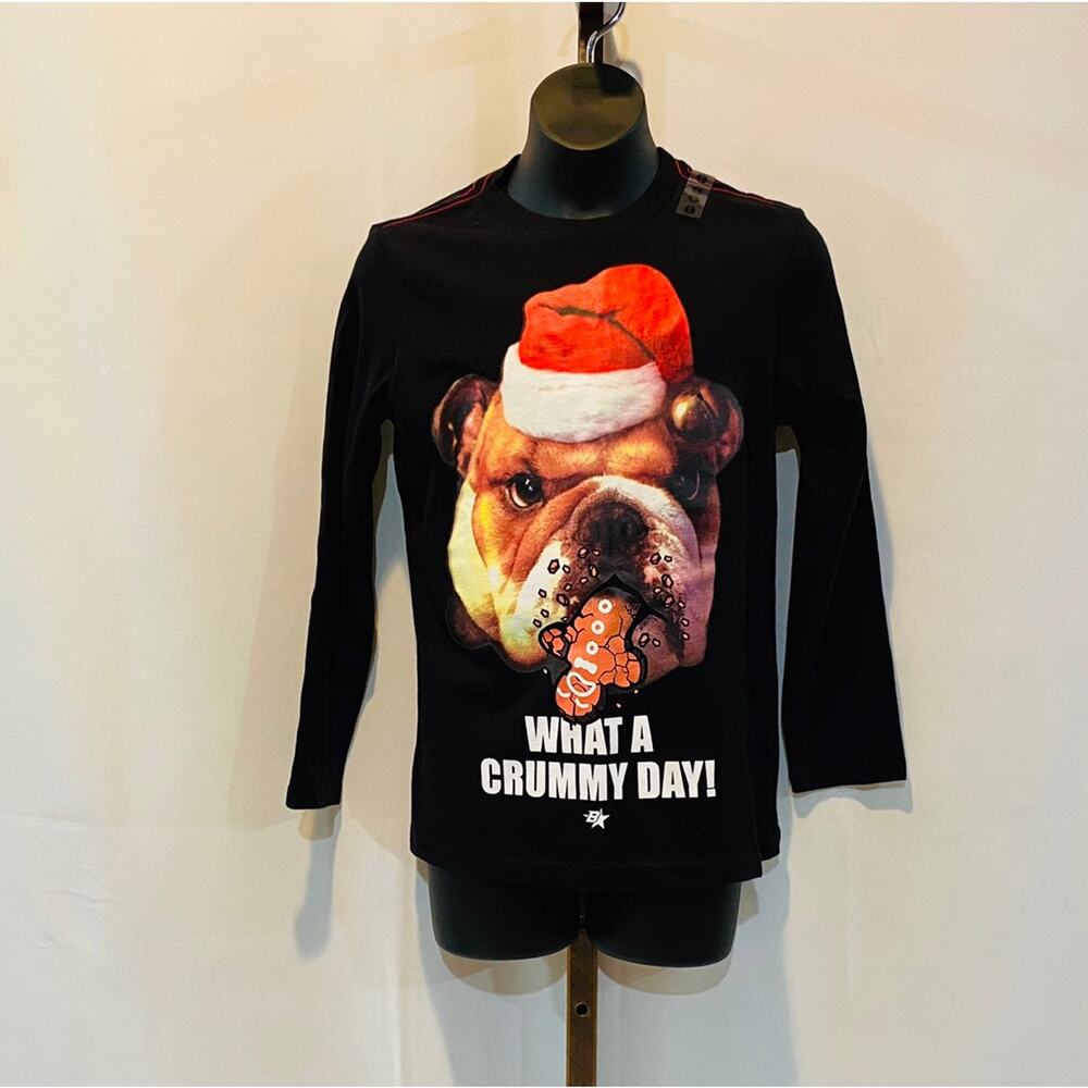 Brothers black bulldog long sleeve t-shirt christmas tee boys size 8